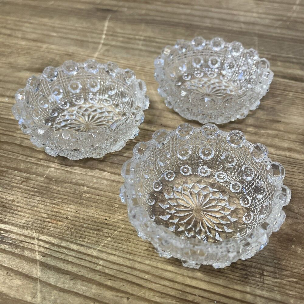 Westmoreland Lacy Daisy Bowls Set Of 3 Child's Toy Berry Set Clear EAPG Antique